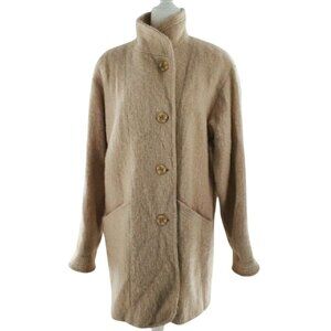 Loring Vintage Mohair Wool Blend Coat Women’s Size 14 Cream Ivory USA Made Fuzzy